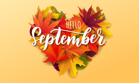 Hand sketched September text. Lettering typography. Vector illustration as poster, postcard, greeting card, invitation template. Concept September advertising